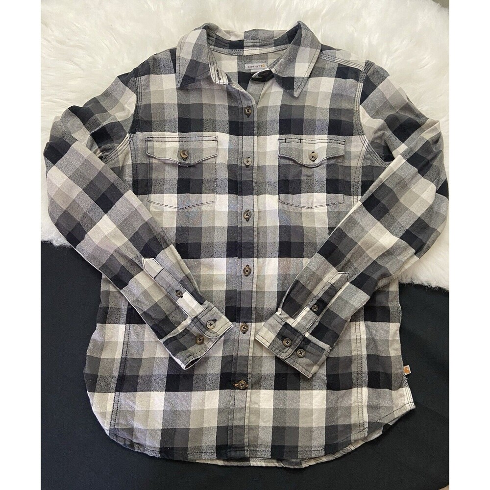 Womens Size Small 4/6 Carhartt Stretch Buffalo Plaid Flannel Work Shirt